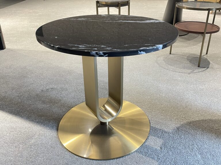 Commercial Coffee table with Customized stainless steel base in brass finish